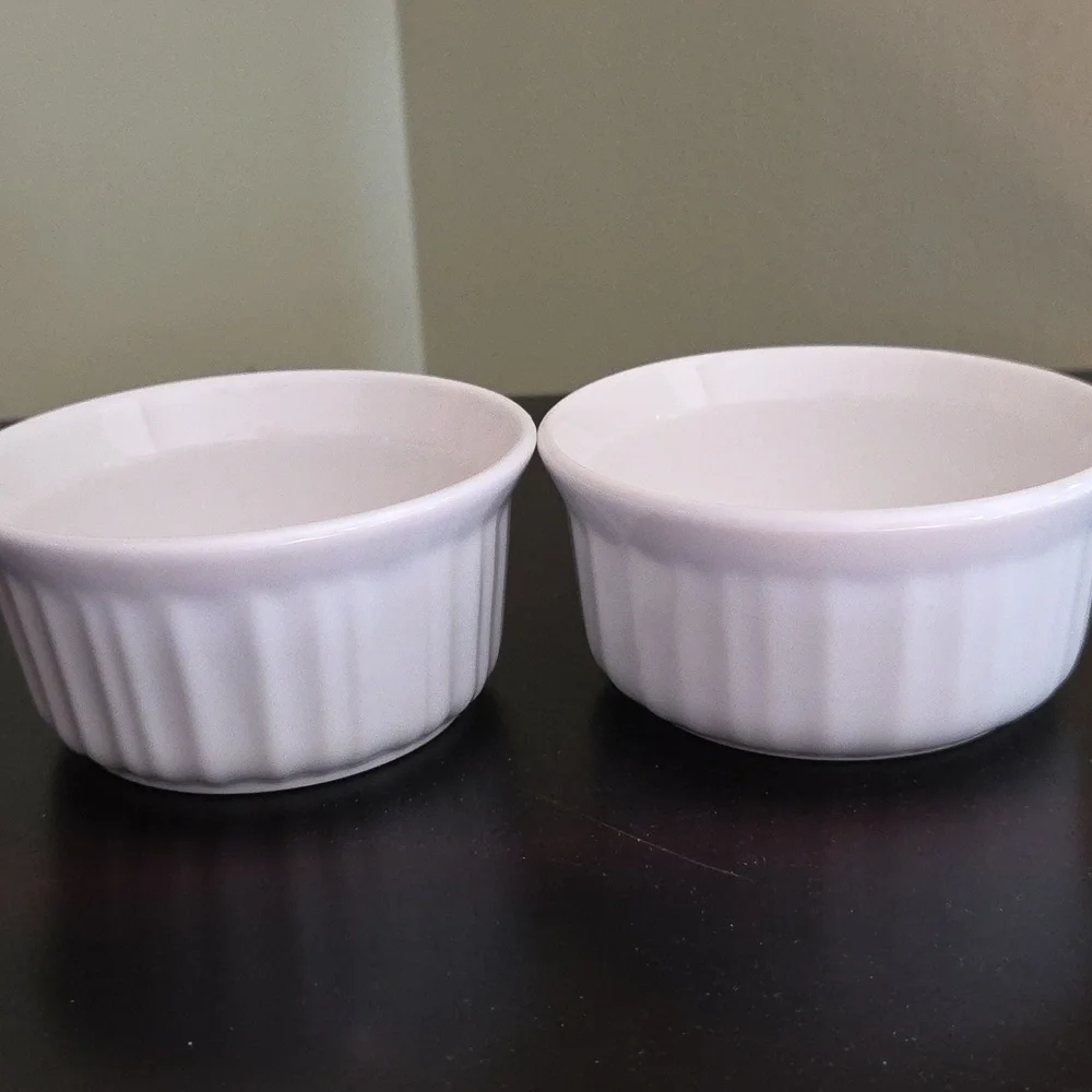 CorningWare French White 7oz Stoneware Ramekins Set of 2